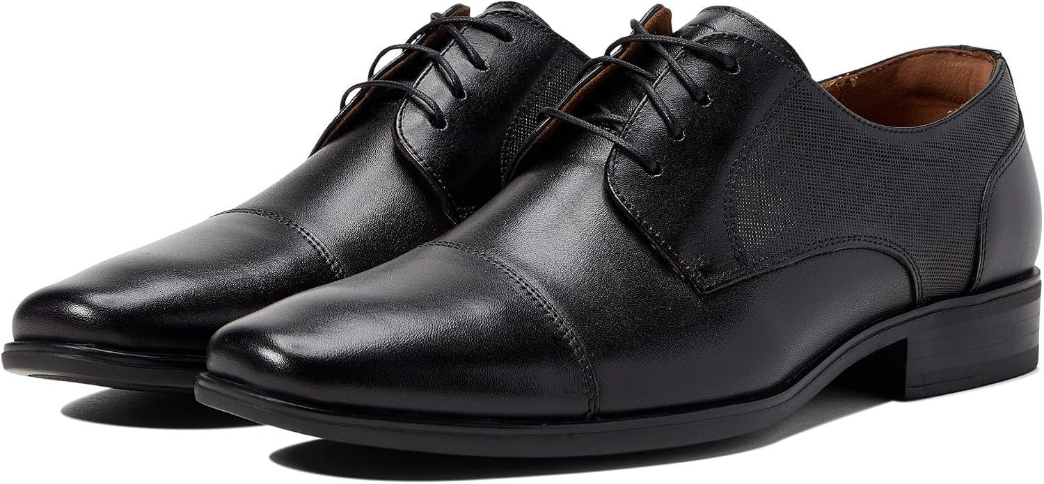 Formal Shoe for Men - Leather Upper with Man-Made Lining, Snipped Toe, and Blind Eyelets