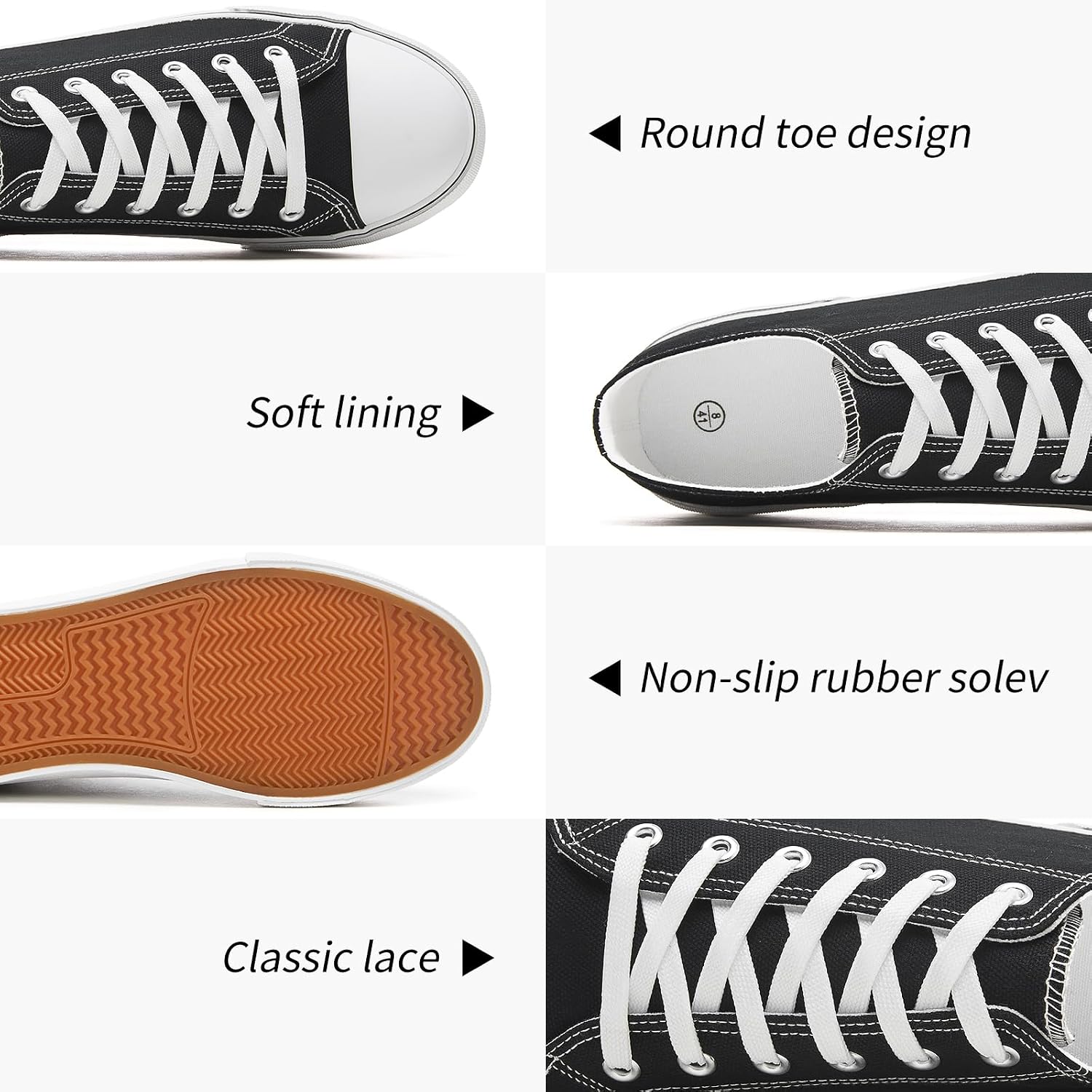 Men Canvas Low top Shoes Classic Casual Sneakers Black and White Fashion Shoes